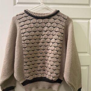 Vintage Beige and Black Knit Sweater